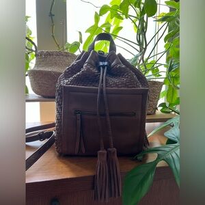 Altar’s State brown leather bucket bag drawstring backpack